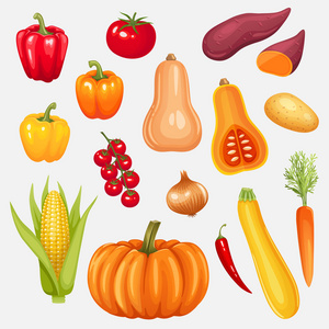 水果与蔬菜的动画插画集锦